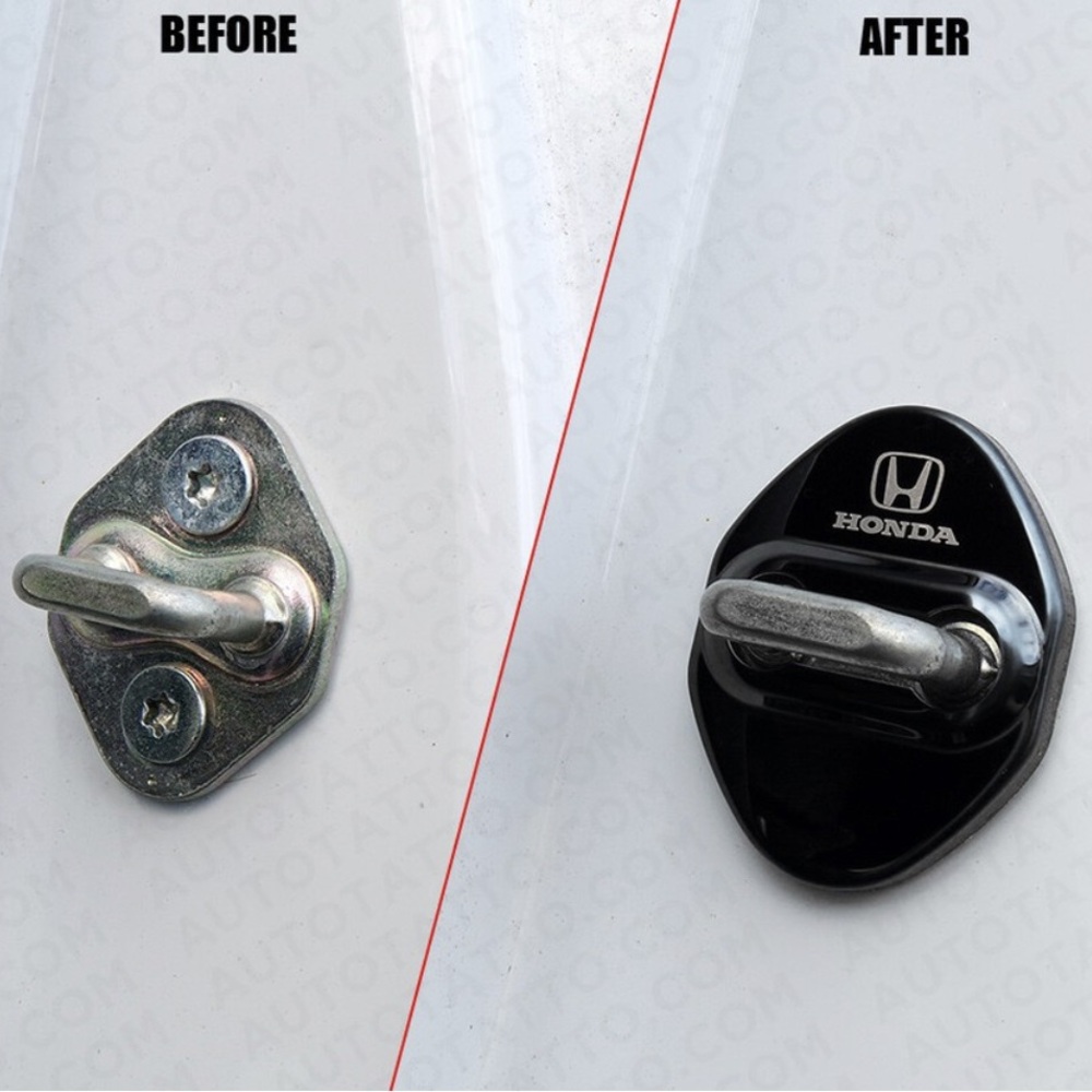 Honda Civic Accord CR-V Stainless Steel Door Lock Door Striker Cover Set of 4 - Picture 2 of 10